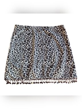 Y2K Vintage Snow Leopard Micro Mini Skirt Size xs Festival Sequins Fur Club wear
